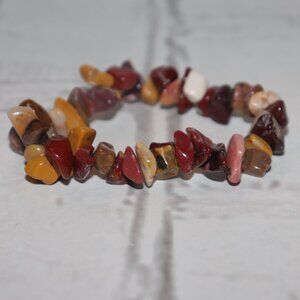 Earth-Tone Mixed Stone Bracelet | 7" Elastic | NWOT | Polished Natural Beads